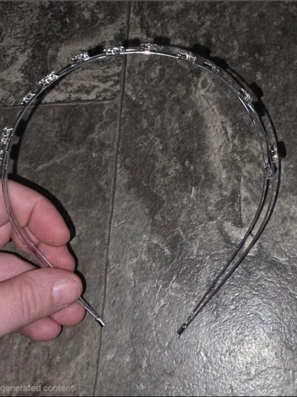 Silver Metal Thin Double Row Headband With Crystal Embellishments BNIB